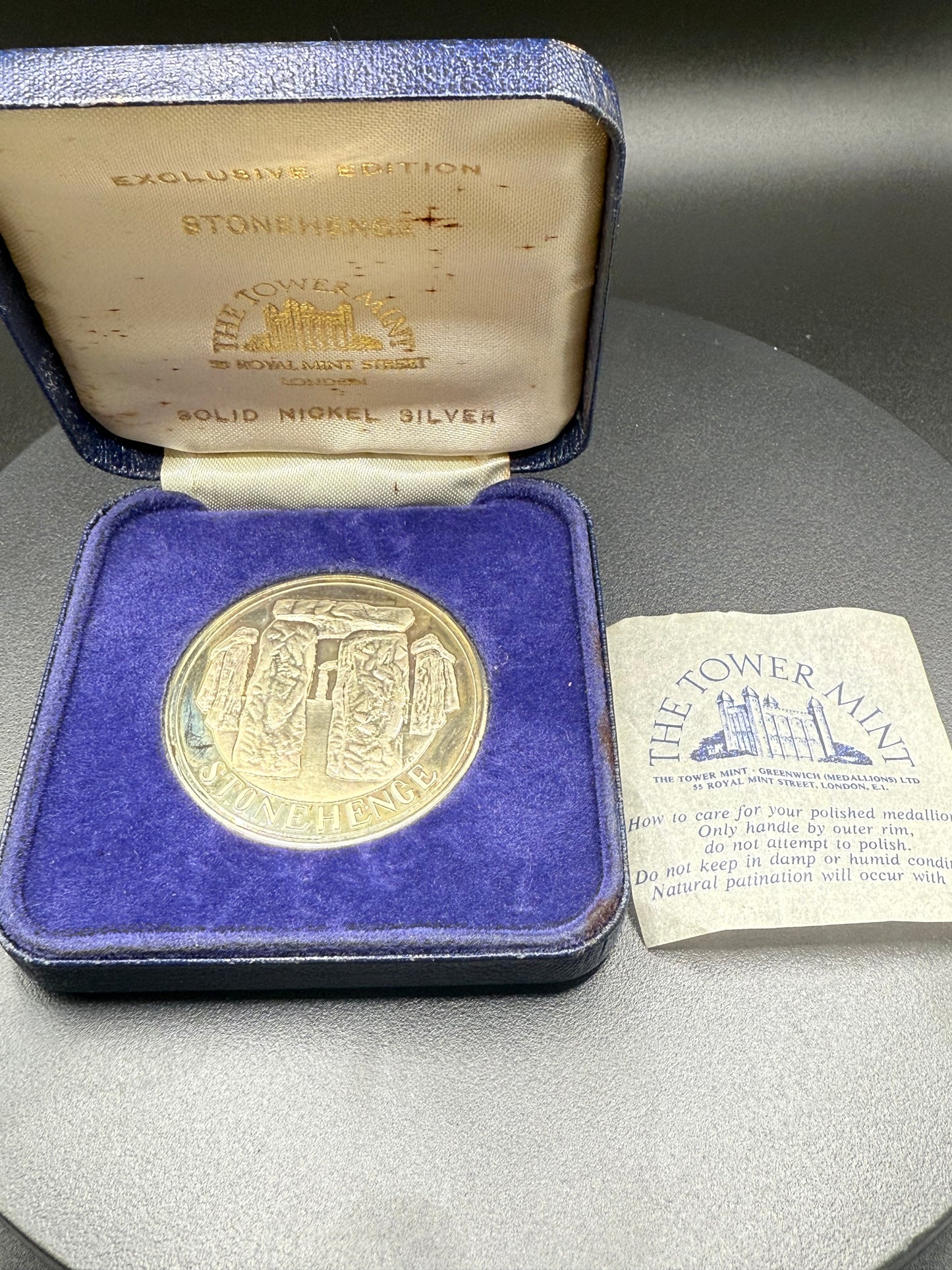 Tower Mint SOLID NICKEL SILVER MEDAL Stonhenge w/Box