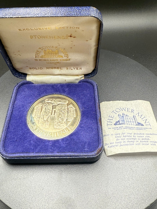 Tower Mint SOLID NICKEL SILVER MEDAL Stonhenge w/Box