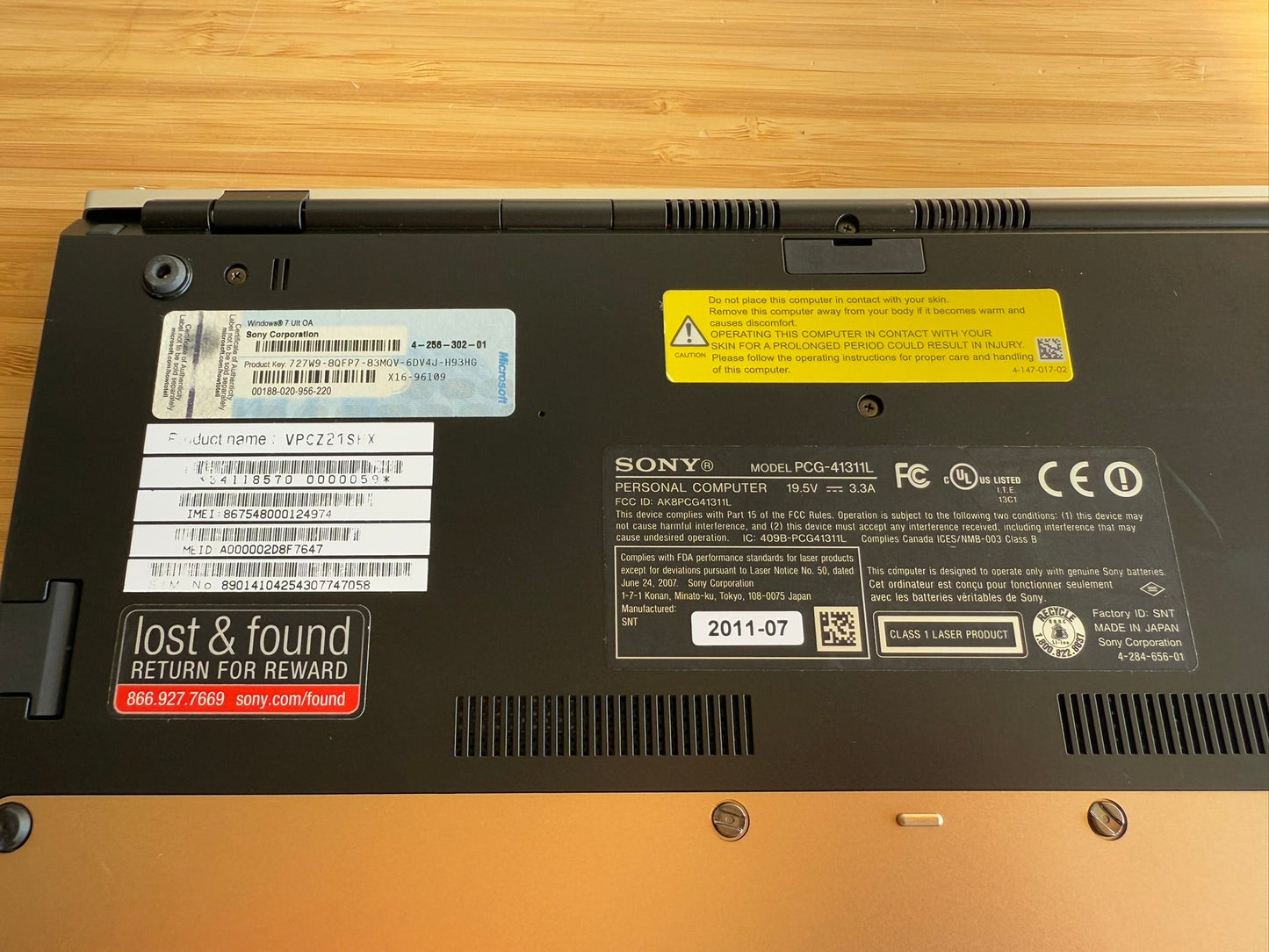 SONY VPCZ2 13.1” LAPTOP i7  RAM AMD Graphics