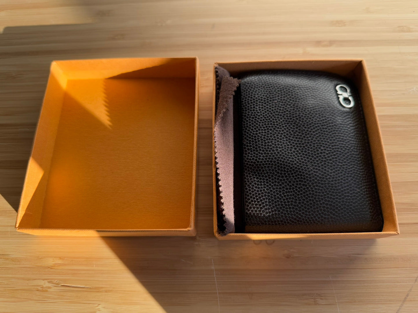 Salvatore Ferragamo - Men's Double Gancini Pebbled Leather Brown