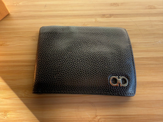 Salvatore Ferragamo - Men's Double Gancini Pebbled Leather Brown