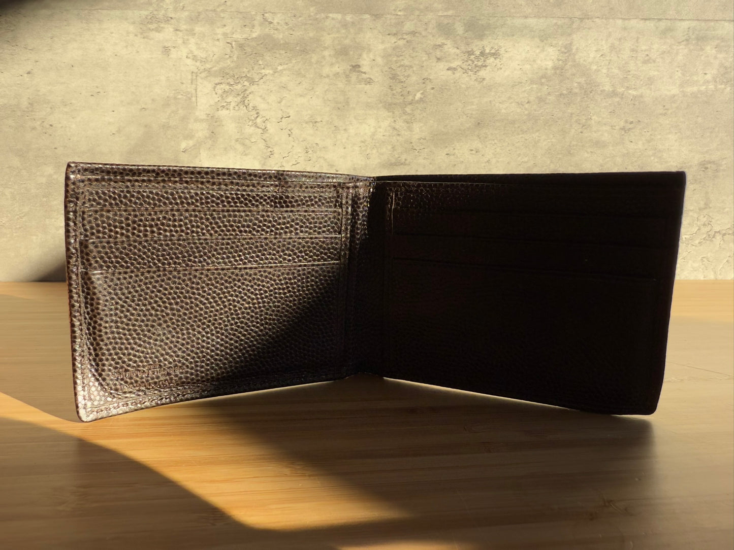 Salvatore Ferragamo - Men's Double Gancini Pebbled Leather Brown